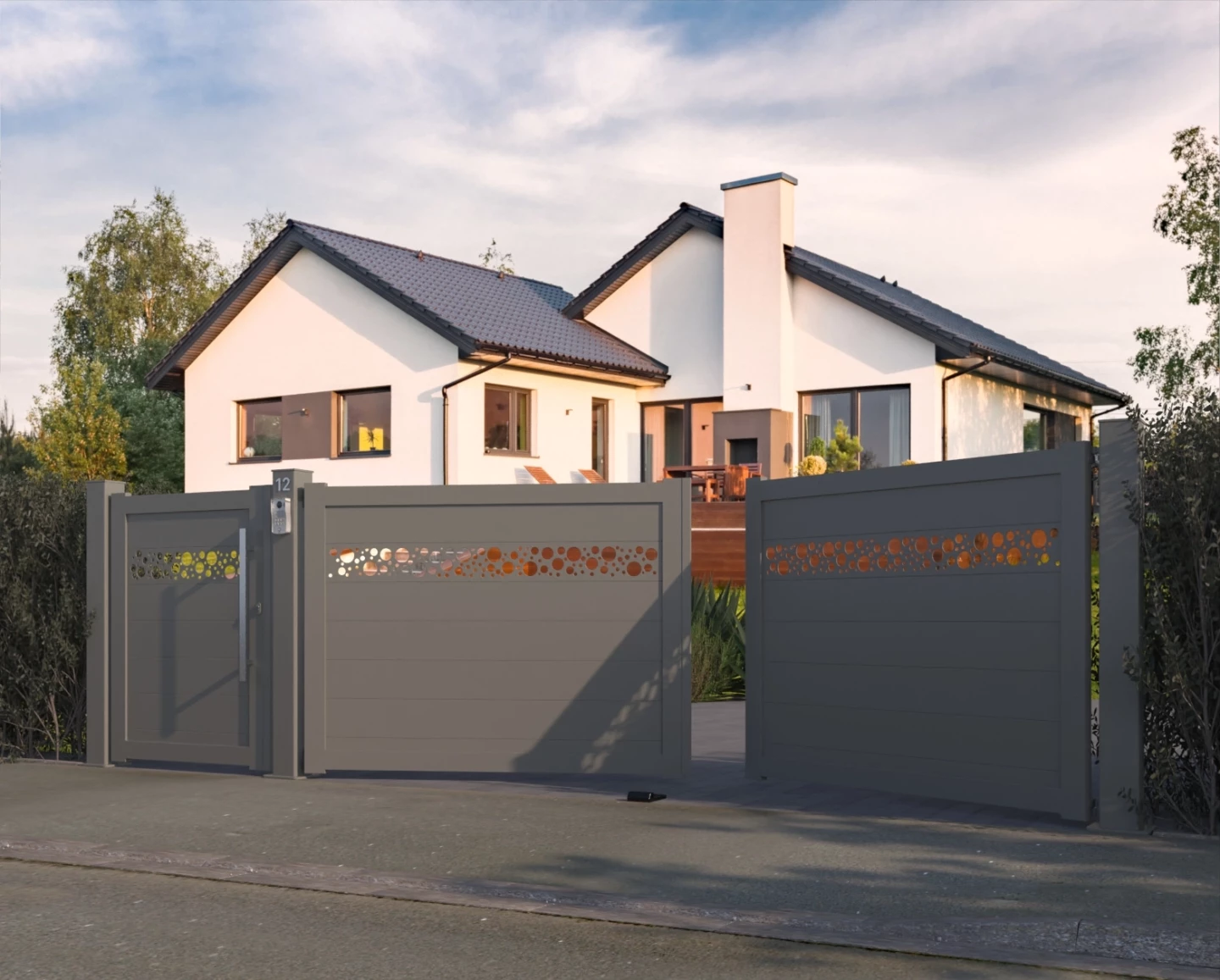 Portail Battant Aluminium Sur Mesure - Inspiration Contemporaine - Newtech