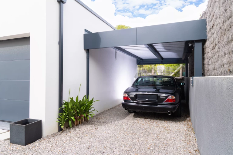 CARPORT ADOSSE HORIZON FIXATION POTEAU SUR MURET (1)